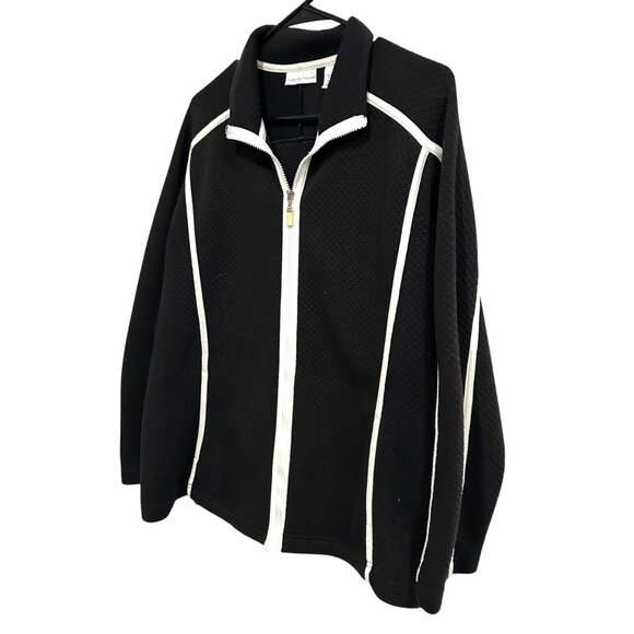 Drapers & Damons Womens Black White Full-Zip Jacket Contrast Trim Sz Large - Picture 3 of 8
